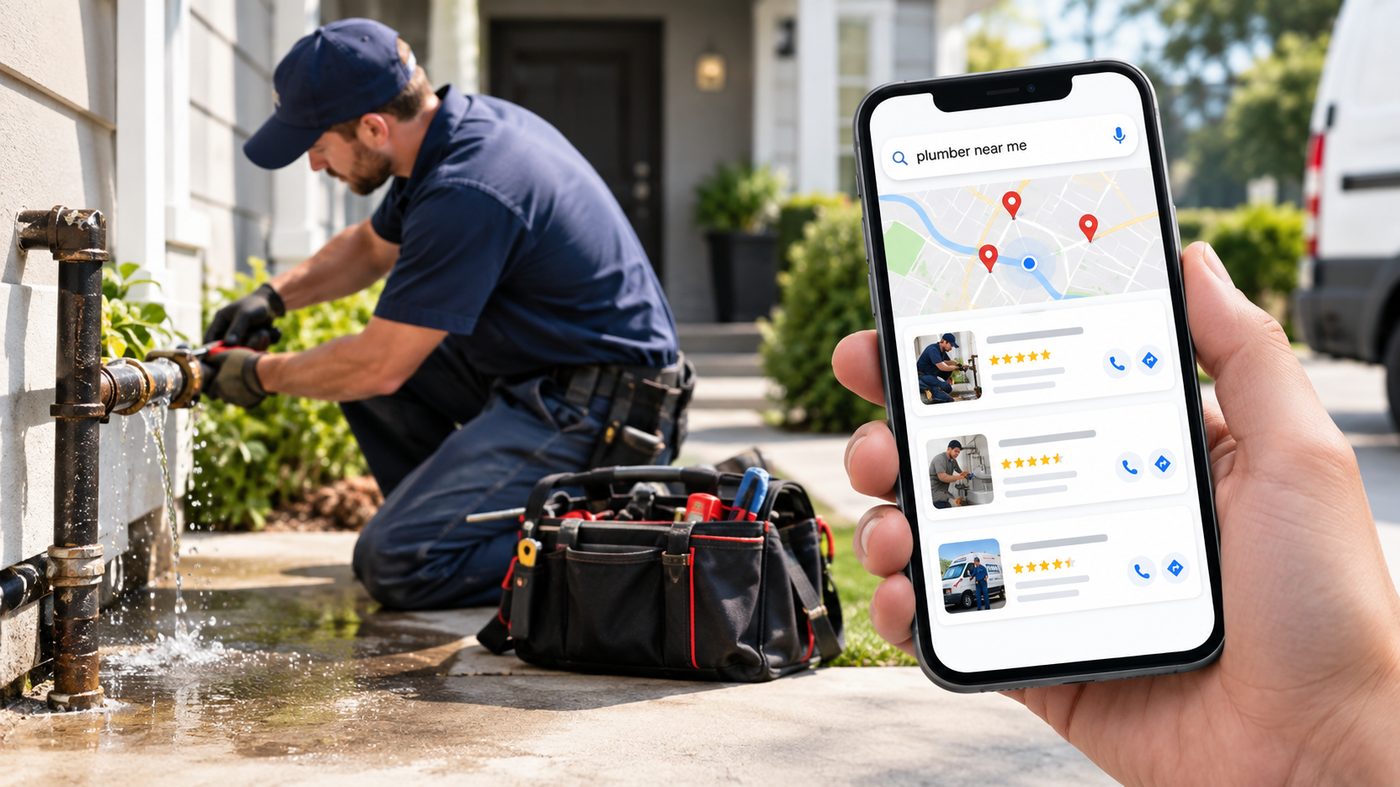 Google Business Profile optimization illustration for plumbing companies